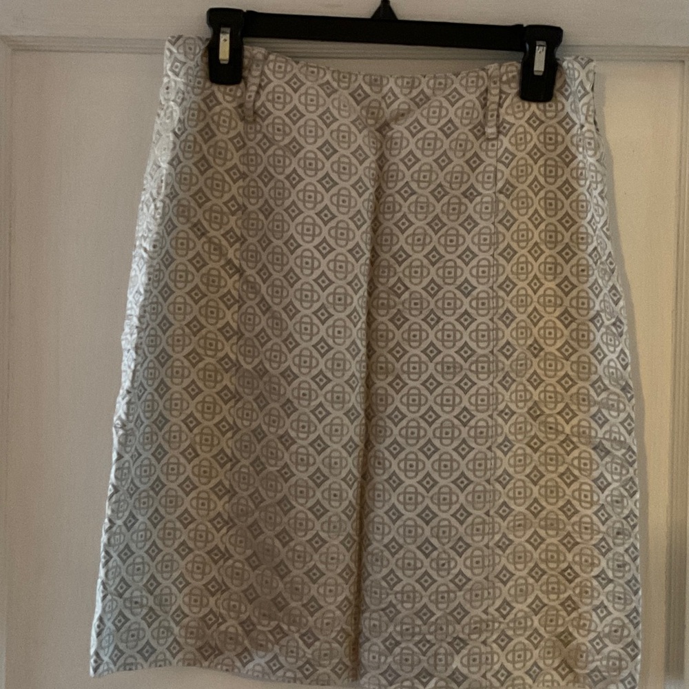 Jones New York Gray Geometric A-Line Skirt